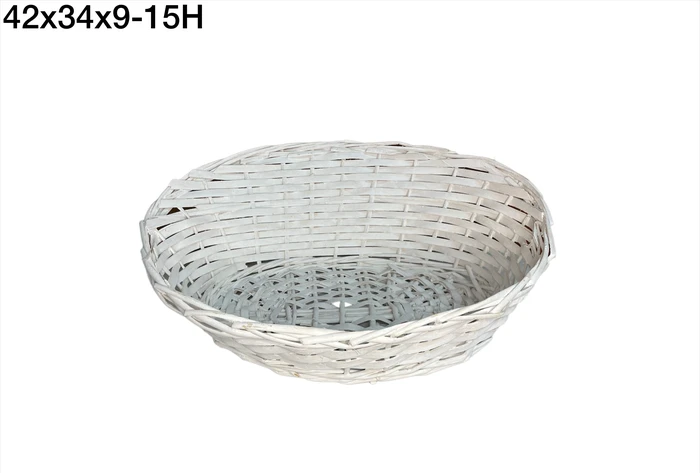 סלסילת קש ערבה אובלית עם גב אחורי לבנה